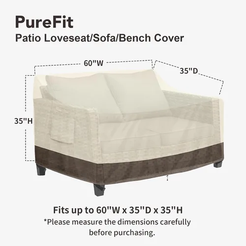 Miniatura 2 de PureFit Funda impermeable para sofá de exterior, funda para muebles de sofá de patio, funda de sofá biplaza de 2 plazas con ventilación de aire