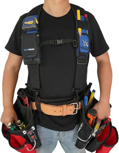 Miniatura 5 de MELOTOUGH Tirantes Magnéticos para Cinturón de Herramientas con Pulsera Magnética de Muñeca para Cinturón de Trabajo Tirantes Acolchados de Azul