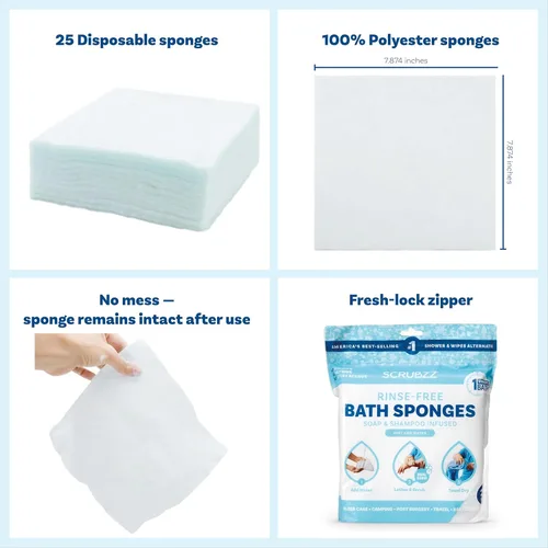 Miniatura 2 de Scrubzz - Toallitas de baño desechables, sin enjuague, todo en 1, un solo uso, humedécelas, haz espuma y seca sin champú ni enjuagar