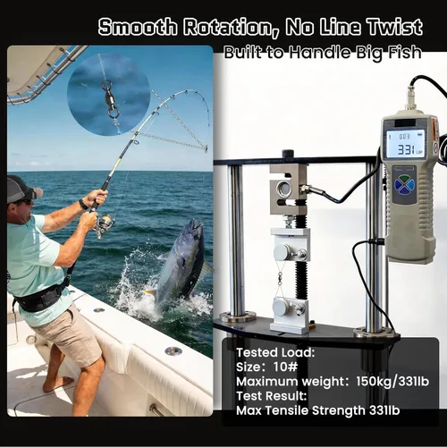 Miniatura 3 de Eslabones Giratorios de Pesca con Rodamiento de Bolas 30/50 piezas 0#-10# Aparejo de Pesca con Anillo de Soldadura Sólida de Acero Inoxidable