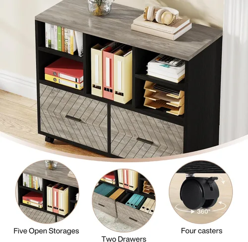 Miniatura 3 de Tribesigns Escritorio ejecutivo en forma de L con archivador reversible, escritorio de oficina de 63" con cajones de almacenamiento, escritorio
