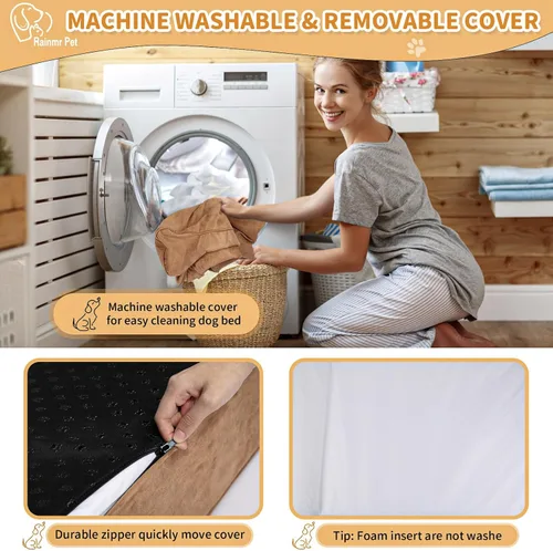 Miniatura 6 de Rainmr Camas ortopédicas para perros grandes, camas para perros de espuma viscoelástica de 7 pulgadas con forro impermeable, funda de microgamuza