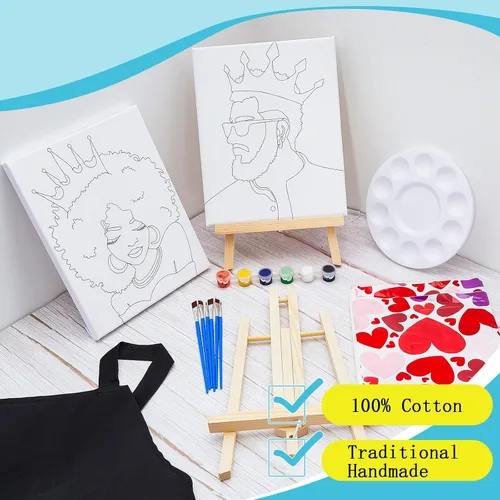 Miniatura 4 de Yeaqee Kit de 13 piezas de pintura y sorbo para adultos, lienzo elástico, para citas, noche, San Valentín, suministros de pintura, juego de pintura