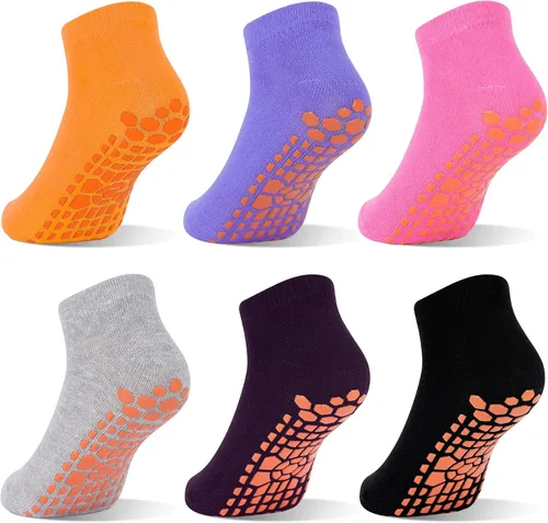 Miniatura 11 de GRPSKCOS Calcetines de Agarre para Niños 6 Pares Calcetines de Agarre para Niños Calcetines de Trampolín Antideslizantes para Tobillo Calcetines
