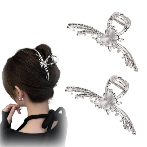 Miniatura 14 de Pinzas para el cabello de geometría plateada irregular, pasadores elegantes con diseño de lazo, adornos grandes antideslizantes y accesorios