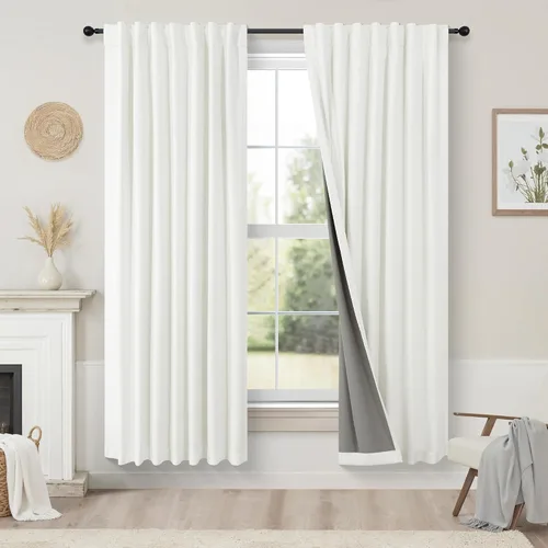 Miniatura 71 de Pitalk Cortinas cortas 100% opacas de lino para cafetería, 40 pulgadas de largo, 2 paneles, cortinas de puerta francesa para ventana, cortina