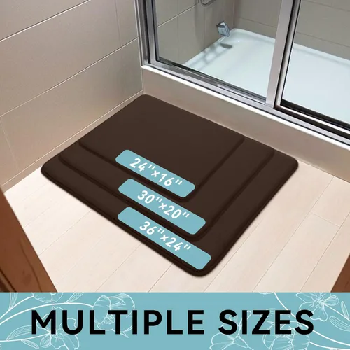 Miniatura 9 de Smiry Tapete de baño de espuma viscoelástica de 30 x 20 pulgadas, extra suave y absorbente, antideslizante, lavable para suelo, ducha y bañera