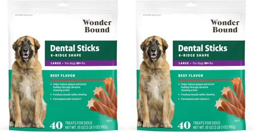 Miniatura 8 de Marca Amazon – Wonder Bound - Palitos dentales con sabor a carne de res para perros grandes (más de 30 libras), forma de 6 crestas para control
