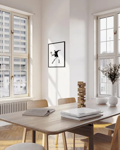 Miniatura 5 de HAUS AND HUES Banksy Flower Thrower Arte de Pared - Impresión de Arte Pop Graffiti Moderno para Hogar y Dormitorio, Perfecto para Entusiastas