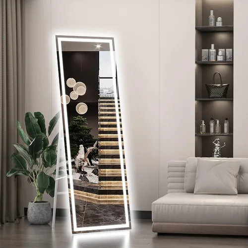 Miniatura 9 de Hasipu Espejo de longitud completa con luces, espejo de piso LED de 56 x 15.8 pulgadas, espejo de cuerpo entero para vestir, espejo montado
