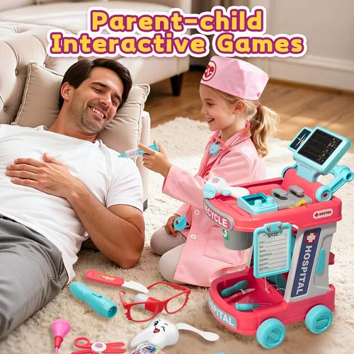 Miniatura 5 de Kit de Médico para Niños Pequeños - Juego de Simulación de Médico para Niños - Juguetes Médicos de Juego de Rol con Disfraz y Estetoscopio - Kit