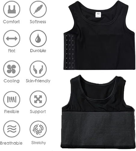 Miniatura 3 de XUJI - Camiseta compresora sin mangas de algodón transpirable para mujer, con banda elástica y colores (M-6XL)