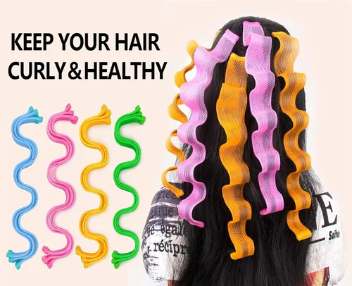 Miniatura 3 de 40 rizadores de pelo ondulados sin calor y espiral, dos estilos (16 pulgadas) con 4 ganchos de peinado, rodillos mágicos para el cabello, sin daños