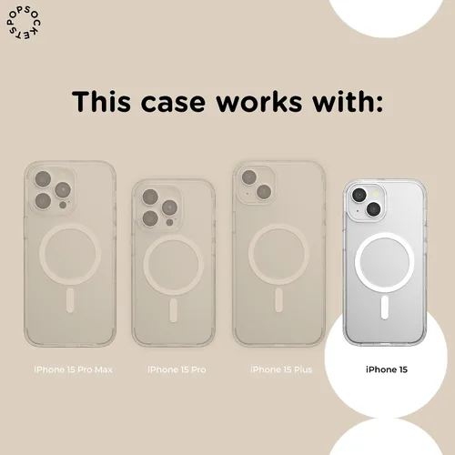 Miniatura 5 de PopSockets Funda para iPhone 15 con agarre redondo para teléfono compatible con MagSafe, funda de teléfono para iPhone 15, compatible con carga Negro