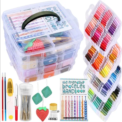 Athena's Elements Juego de hilos de bordar – Hilo de bordado de 150 colores con punto de cruz, herramientas de hilo de coser, organizador