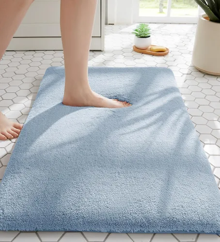 Miniatura 43 de MINIDEAR - Alfombras de baño 24x17 beige - Tapete de baño de espuma elástica gruesa, ultra suave y pachona, antideslizante, de secado rápido