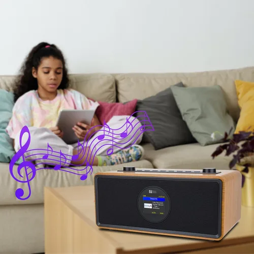 Miniatura 8 de Ocean Digital WR-860 FM Radio de Internet Wi-Fi con altavoces estéreo, reloj despertador, temporizador de sueño, salida de línea, entrada auxiliar