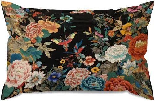 Miniatura 73 de ArogGeld Funda de almohada blanca con flores chinoiserie, funda de almohada para sofá, diseño floral verde y blanco, funda de almohada de lino A-12