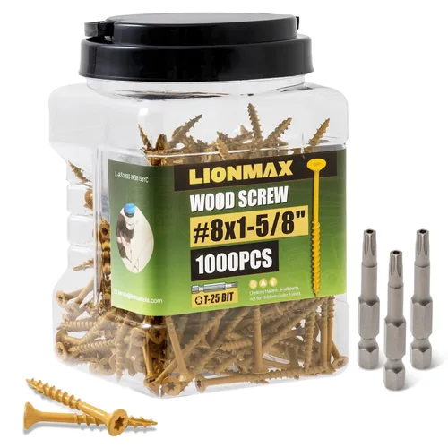 Miniatura 30 de LIONMAX Tornillos para Terraza de 1-5/8 Pulgadas, Tornillos para Madera #8 x 1-5/8", 300 PCS, Resistentes al Óxido, Recubiertos con Epoxi Exterior