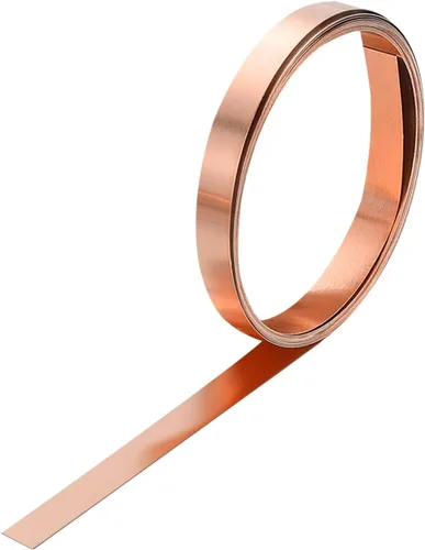 uxcell Rollo de chapa de cobre tapajuntas 2500 mm x 5 mm x 0,08 mm, 0,2" x 8,2 pies, 99,9% de cobre puro, lámina de metal de cobre para