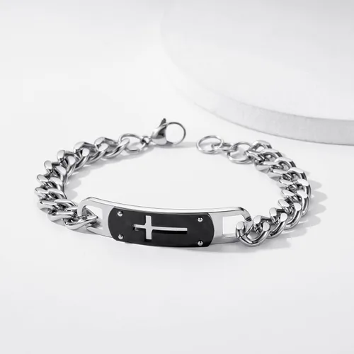 Miniatura 6 de Pulsera de cruz para hombres y niños, pulsera de cadena de cruz cubana de acero inoxidable, versículo de la Biblia, regalo de joyería cristiana