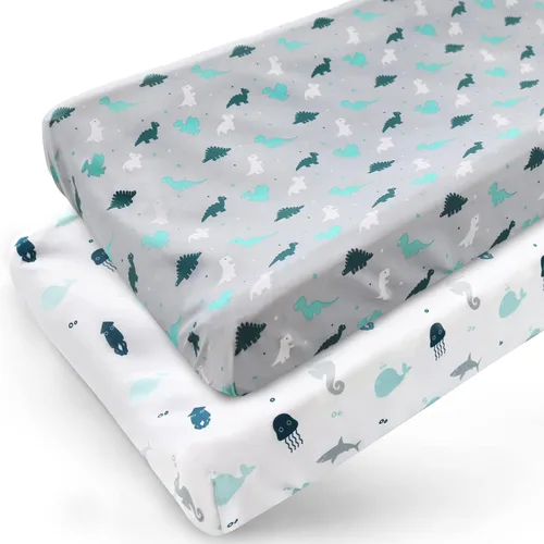 Miniatura 18 de Sábana de cuna, paquete de 2 sábanas de cuna, sábanas de cuna ultra suaves para bebés niños o niñas, ajuste universal para cuna rectangular