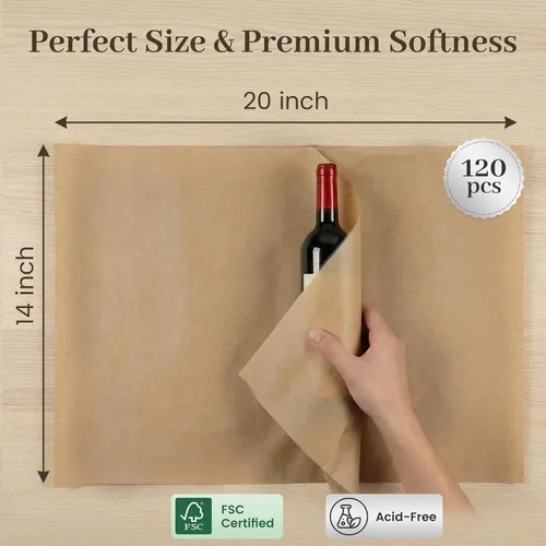 Miniatura 4 de Koogel 120 hojas de papel de seda marrón a granel, 14 x 20 pulgadas, papel kraft para envolver regalos, manualidades DIY, decoración navideña