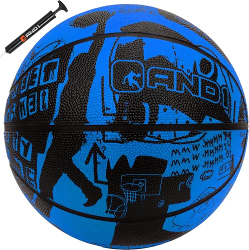 AND1 Street Grip - Balón de baloncesto y bomba de cuero compuesto de alta calidad, tamaño oficial 7 (29.5 pulgadas), hecho para juegos de baloncesto