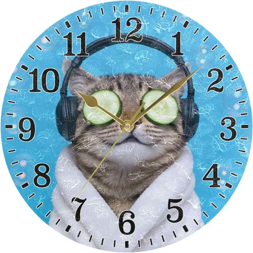 Miniatura 28 de JUNZAN Reloj de bañera con vino romántico espumoso y velas, reloj de pared silencioso de 10 pulgadas, pequeño reloj redondo, decoración de cocina
