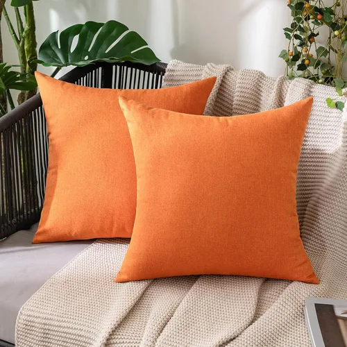 MIULEE - Paquete de 2 fundas decorativas de cojín para exterior, impermeables, sólidas, de lino sintético, para jardín, casa de campo, para verano,