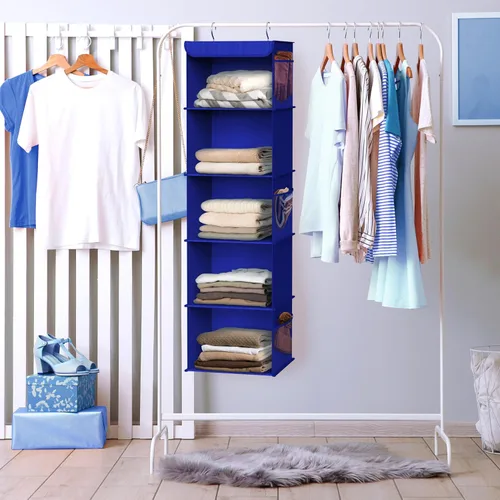 Miniatura 5 de Simple Houseware - Organizador de armario colgante de 5 estantes, azul oscuro