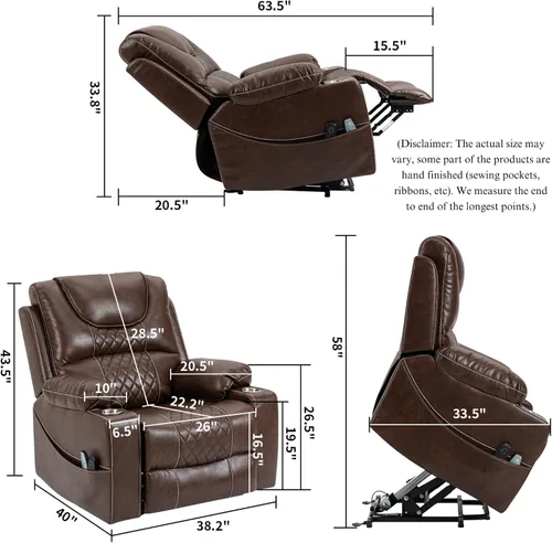 Miniatura 2 de JUUXO Panorama 1.0 - Sillas elevadoras eléctricas reclinables para personas mayores, altura ajustable, calor, masaje, asiento de 26 pulgadas