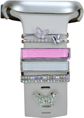 Miniatura 10 de Abalorio de Correa de Reloj, Anillos Decorativos Compatibles con Correas de Silicona de Apple para Mujeres 49mm 45mm 44mm 42mm 41mm 40mm 38mm