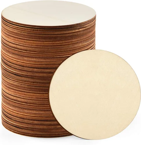 Miniatura 10 de Coopay 16 círculos de madera de 10 pulgadas, rebanadas de madera redondas sin terminar, recortes de madera natural para colgar puertas, pintura