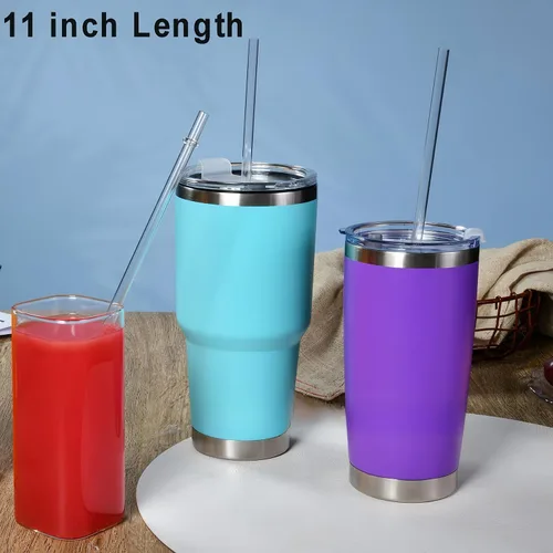 Miniatura 8 de Pajitas reutilizables de plástico largo y duro, popotes de repuesto transparentes para vasos de 16 onzas a 32 onzas, vasos, tarros Mason, Stanley