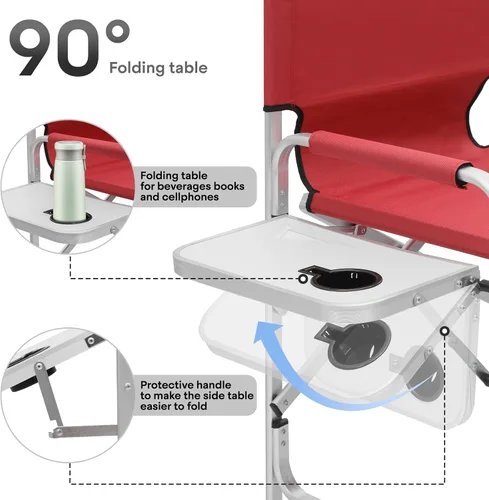 Miniatura 5 de Athena Collection Silla de director de 44.5 pulgadas de alto, paquete de 2, sillas plegables para artista de maquillaje con mesa auxiliar, soporte