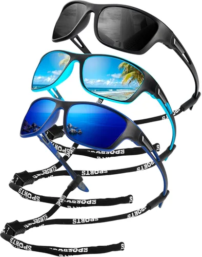 KALIYADI Gafas de sol polarizadas para hombre, gafas de sol deportivas para conducir, ciclismo, pesca, con protección UV Negro mate/azul hielo/azul