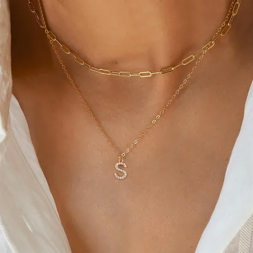Miniatura 2 de Yoosteel Regalos para el día de San Valentín para niñas y ella, collares con iniciales de oro para mujer, chapado en oro, collar con dije de letra