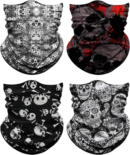 Miniatura 19 de Paquete de 4 polainas para el cuello para hombres y mujeres cubierta facial máscara envoltorio para la cabeza pasamontañas accesorio para la cabeza