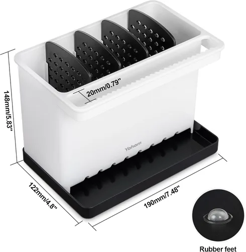 Miniatura 7 de YOHOM Soporte de cepillo de esponja de cocina para fregadero, organizador de esponja de plato, organizador de encimera, soporte de cepillo