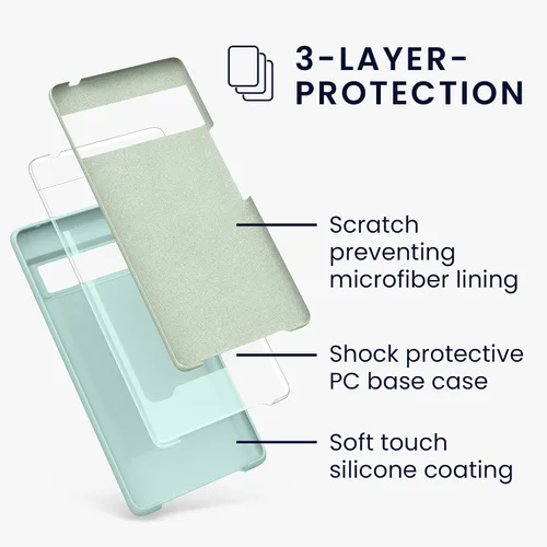 Miniatura 464 de kwmobile Funda Compatible con Google Pixel 6 Pro - Funda de teléfono de silicona TPU con acabado suave - Azul Arrecife