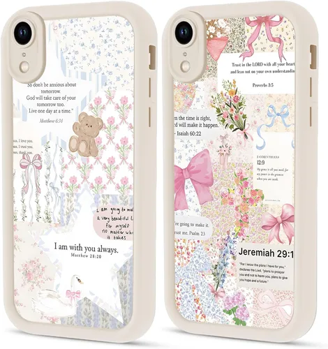 Miniatura 70 de Paquete de 2 fundas protectoras para iPhone 13 de 6.1 pulgadas con versículo bíblico de Jesús y cruz cristiana floral, para mujeres y niñas, funda