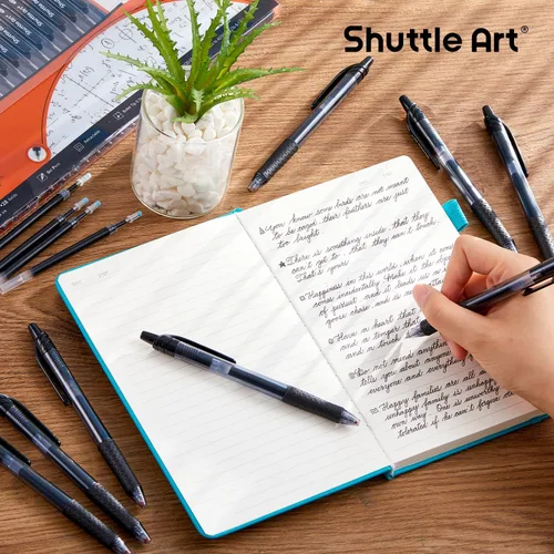 Miniatura 5 de Shuttle Art Bolígrafos de gel negros, paquete de 48 (20 bolígrafos con 28 repuestos), bolígrafos retráctiles de tinta de gel de punta media