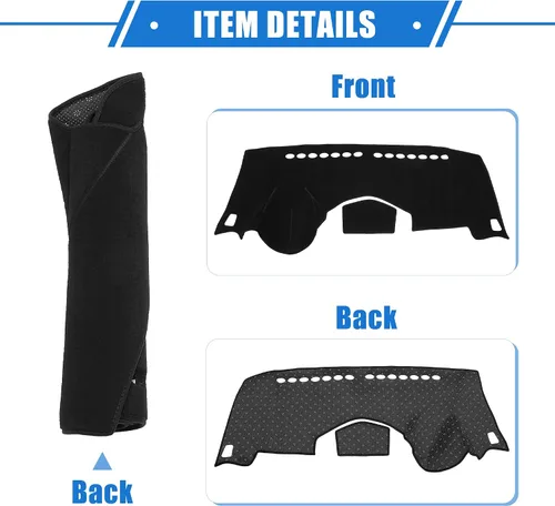Miniatura 5 de Cubierta de tablero de instrumentos compatible con Chevy Trax 2014-2016, poliéster duradero negro cubierta delantera