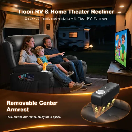 Miniatura 3 de Sofá Reclinable Loveseat para RV, Sofá Reclinable de Masaje de 3 Asientos Abrazador de Pared con USB, Bolsillos Integrados, Portavasos, Sofás Cama