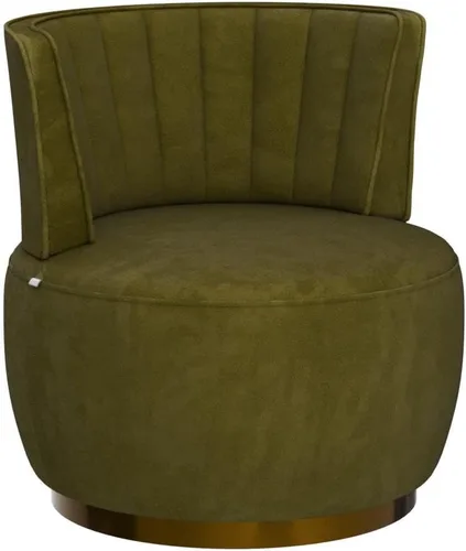 Miniatura 5 de Silla giratoria de terciopelo, moderna silla decorativa tapizada, silla redonda giratoria de 360° con base de metal dorado, cómoda silla de brazo