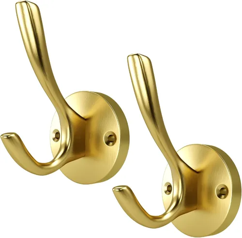Miniatura 12 de Ganchos de pared plateados para toallas, paquete de 2 ganchos de pared de níquel cepillado, ganchos de pared resistentes para abrigos, batas
