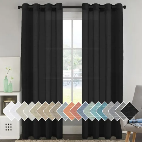 Miniatura 103 de H.VERSAILTEX Cortinas de 96 pulgadas de largo, cortinas de lino/cortinas transparentes de mezcla de lino natural/paneles/cortinas para sala