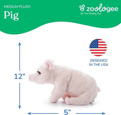 Miniatura 3 de The Petting Zoo, Lash'z - Peluche de cerdo, regalos para niñas, juguete de peluche de cerdo de 12 pulgadas