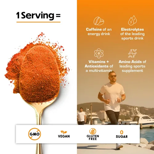 Miniatura 9 de Forgge Energy Booster Super Drink - Cafeína limpia + vitaminas B12, B6, C y D, bebida energética en polvo sin azúcar con electrolitos, aminoácidos